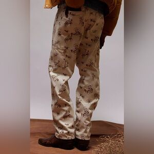 Men's Cream Patterned Pants